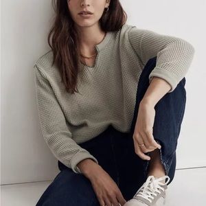 Madewell Sage Green Waffle Knit Top